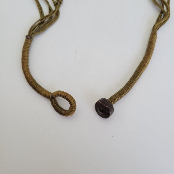 VTG Necklace Chunky Red Coral Natural Fringe Twine Cord Boho Statement Artisian - Picture 4 of 7